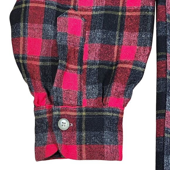 Pendleton Roos Atkins Flannel Shirt Red Black Plaid Wool Long Sleeve Md Vintage - Picture 7 of 15